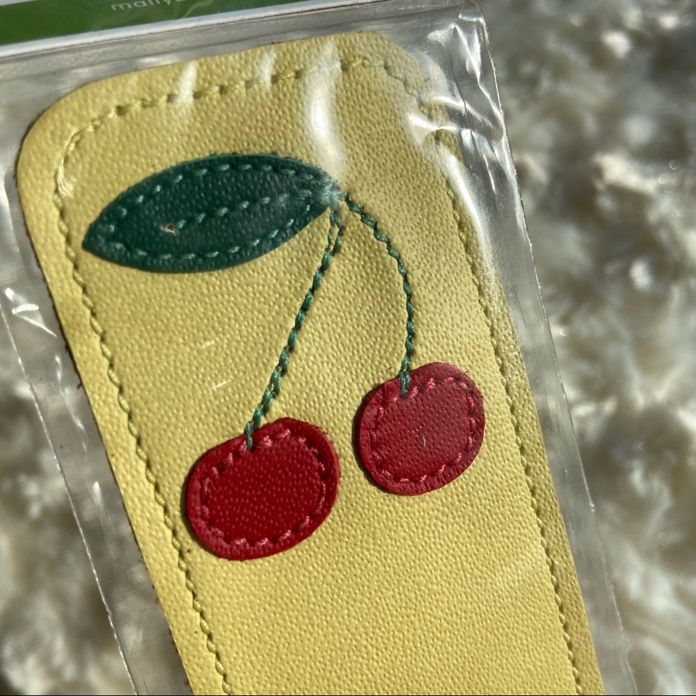 Genuine Leather Bookmark - Cherries